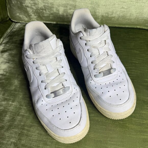 Nike Air Force 1 Low White Leather Sneakers Womens Size 8 - Picture 2 of 9
